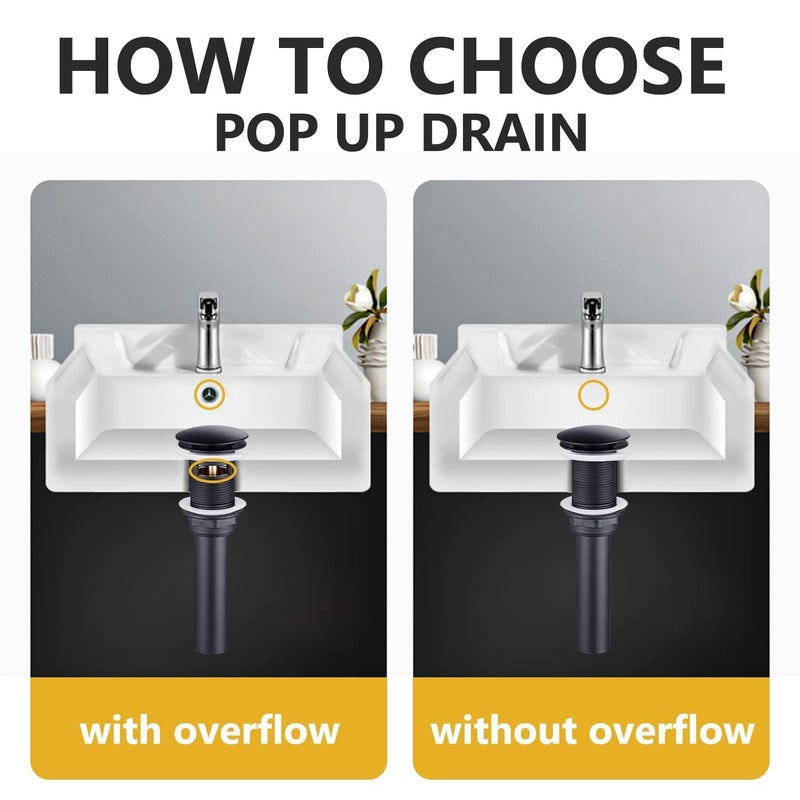 Yodel Faucet Bathroom Sink Drain with Overflow - Big Cap for Standard 1 3/4" Drain Opening - Pop Up Drain,Oil Rubbed Bronze - Image 5